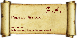 Papszt Arnold névjegykártya