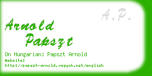 arnold papszt business card